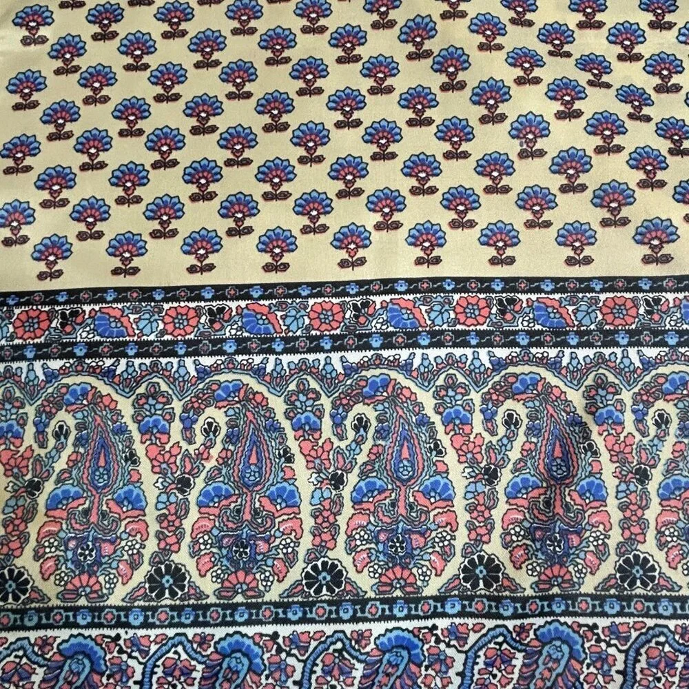 Glentex Vintage Blue Floral and Paisley Rectangular Scarf